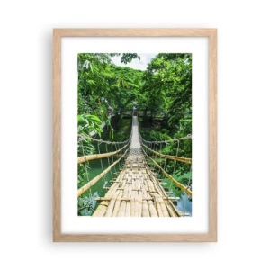 Plagát v ráme zo svetlého duba - Opičí most nad zeleňou - 30x40 cm
