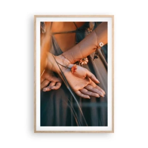 Plagát v ráme zo svetlého duba - Prepojená s prírodou - 61x91 cm