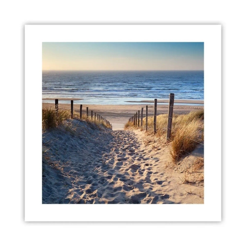 Plagát - Šumenie mora, spev vtákov, divoká pláž uprostred trávy… - 40x40 cm