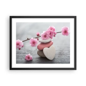 Plagát v čiernom ráme - Blaženosť s višňovým kvetom - 50x40 cm