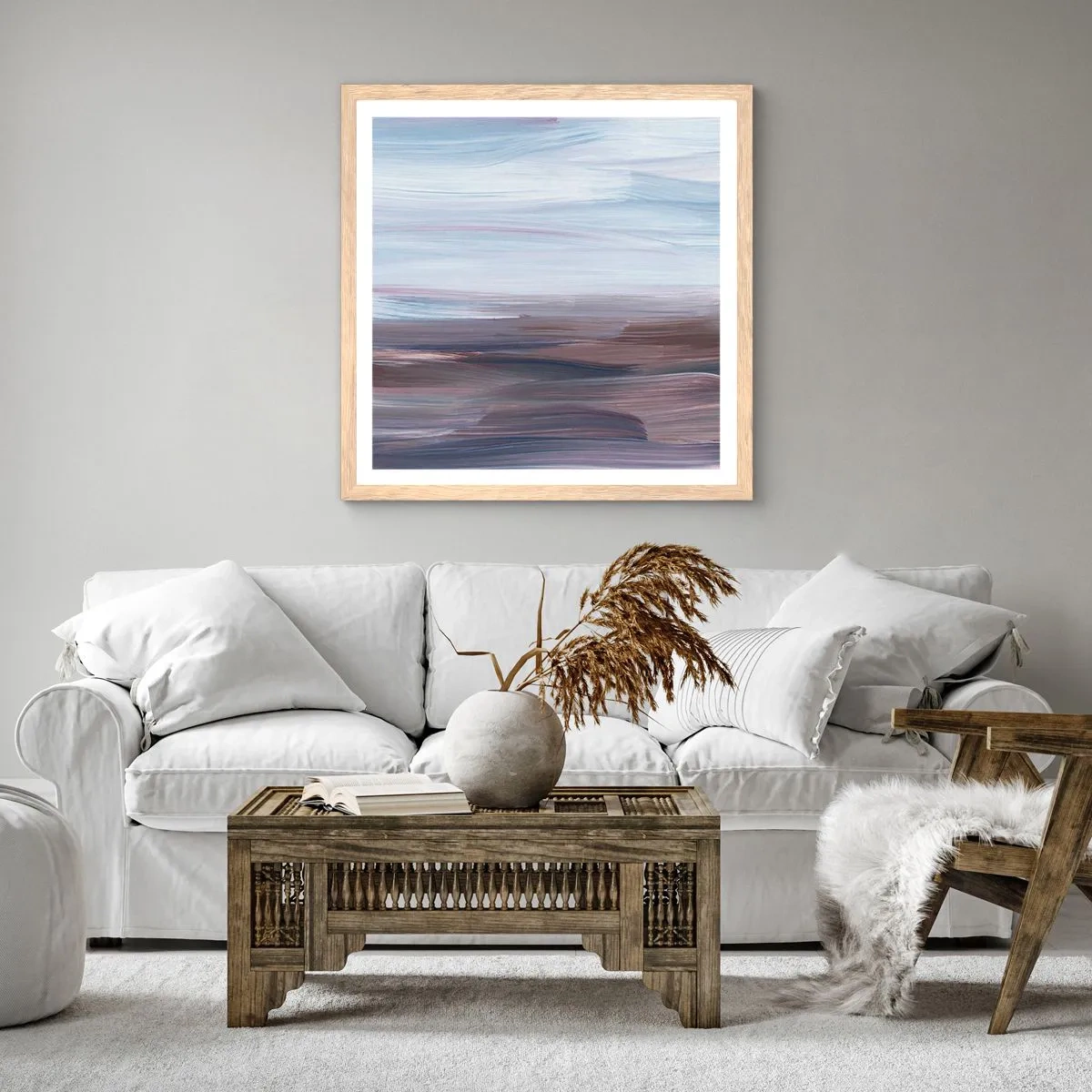 Plagát v ráme zo svetlého duba - Živly: voda - 50x50 cm