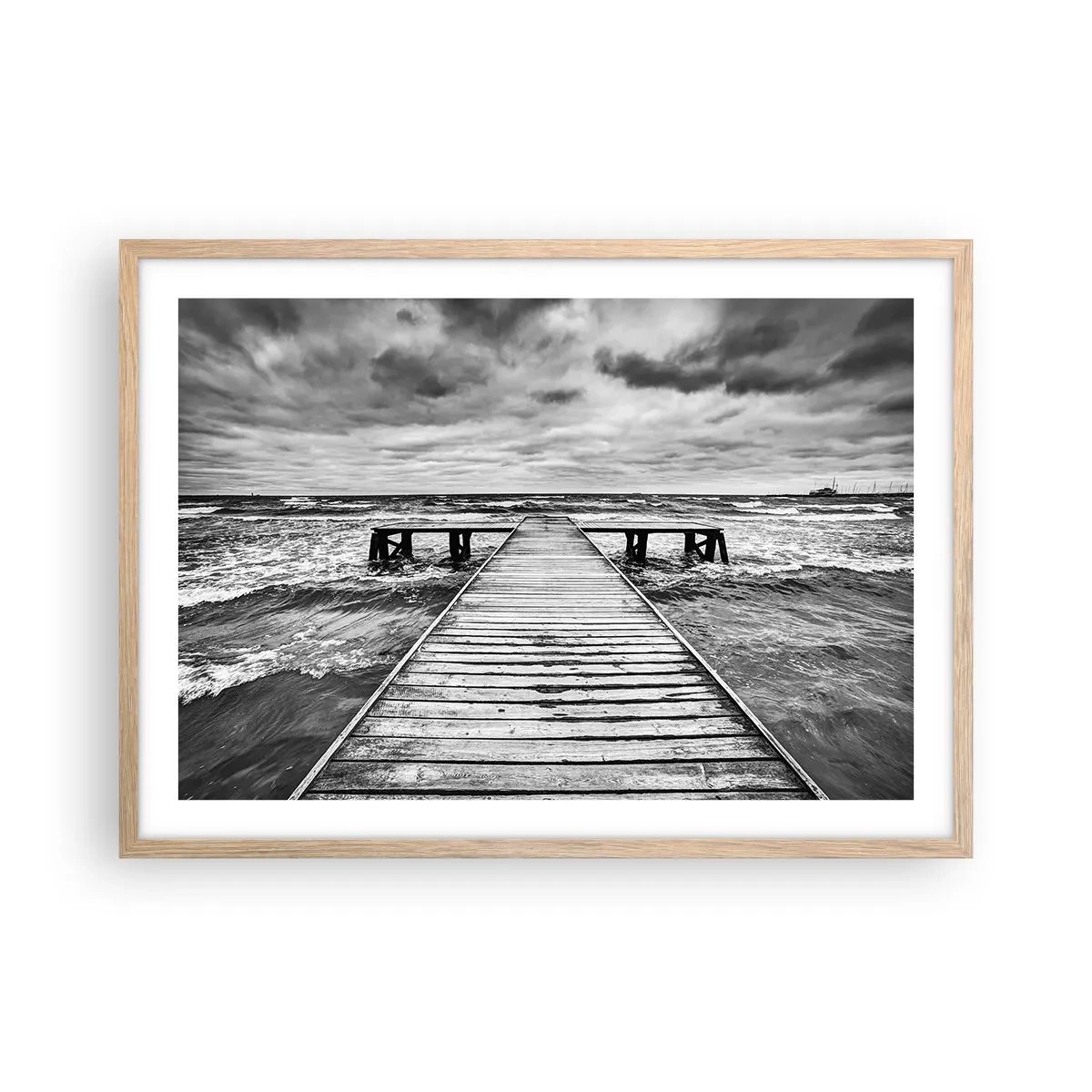 Plagát v ráme zo svetlého duba - Čakám na vietor, čo rozfúka… - 70x50 cm