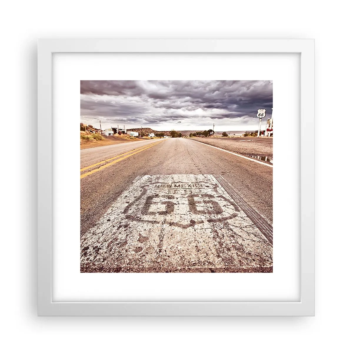 Plagát v bielom ráme - Mother Road - americká legenda - 30x30 cm