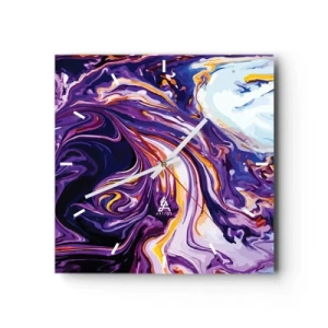 Nástenné hodiny - Záhyb priestoru vo fialovej - 30x30 cm