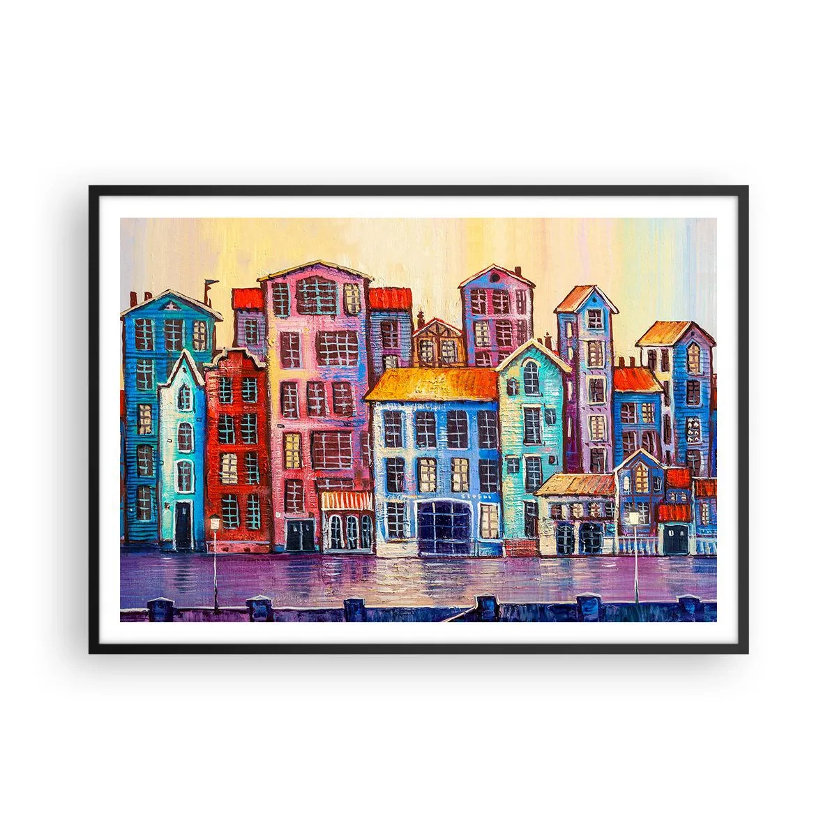 Plagát v čiernom ráme - Mesto ako z rozprávky - 100x70 cm