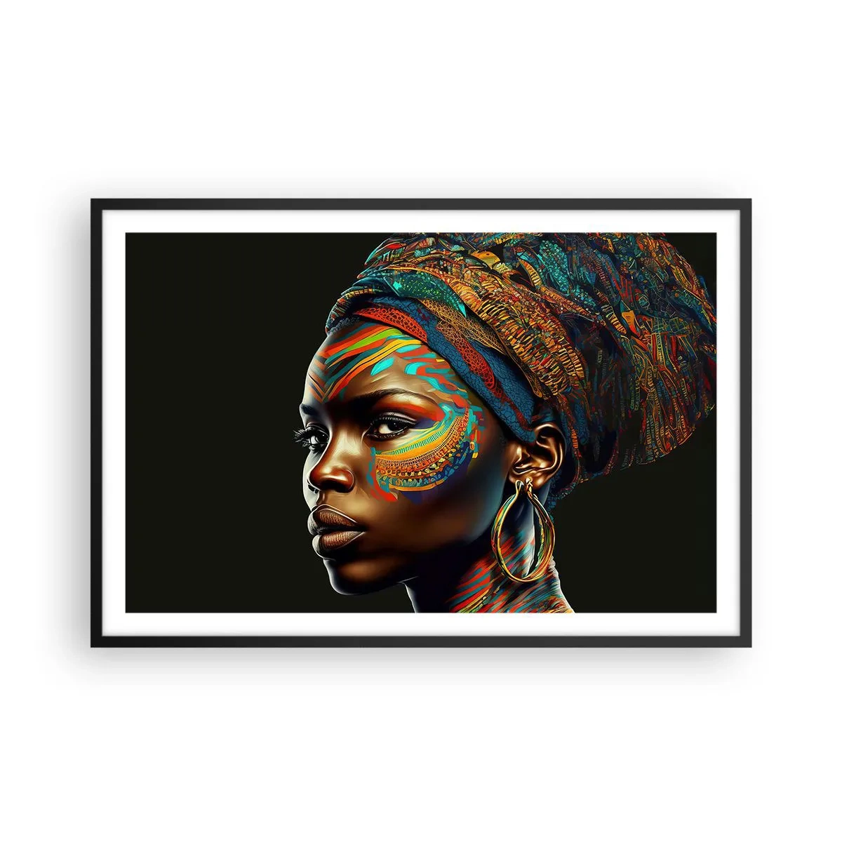 Plagát v čiernom ráme - Africká kráľovná - 91x61 cm