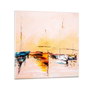 Obraz na skle - Večer v prístave - 30x30 cm