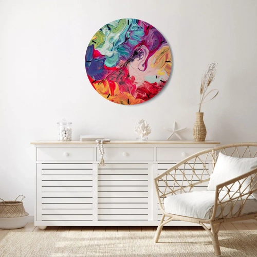 Nástenné hodiny - Abstraktná zmes farieb v intenzívnych odtieňoch - 30x30cm - Zrodenie farieb - Moderná nástenná dekorácia do obývacej izby, kuchyne a spálne ARTTOR