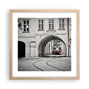 Plagát v ráme zo svetlého duba - Mestským labyrintom - 40x40 cm