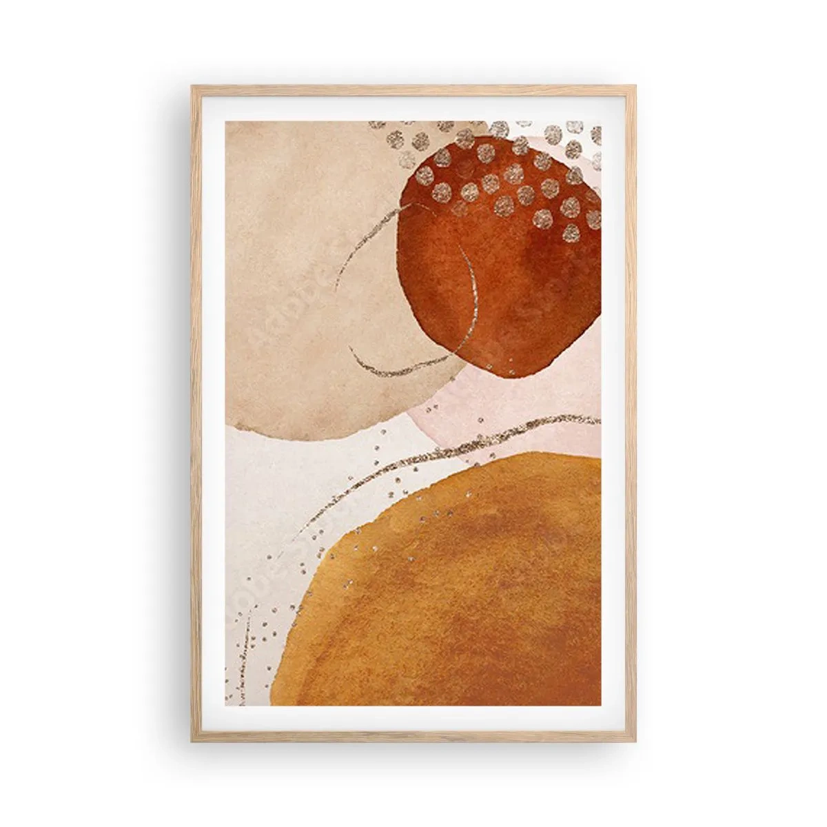 Plagát v ráme zo svetlého duba - Zaoblenie a pohyb - 61x91 cm