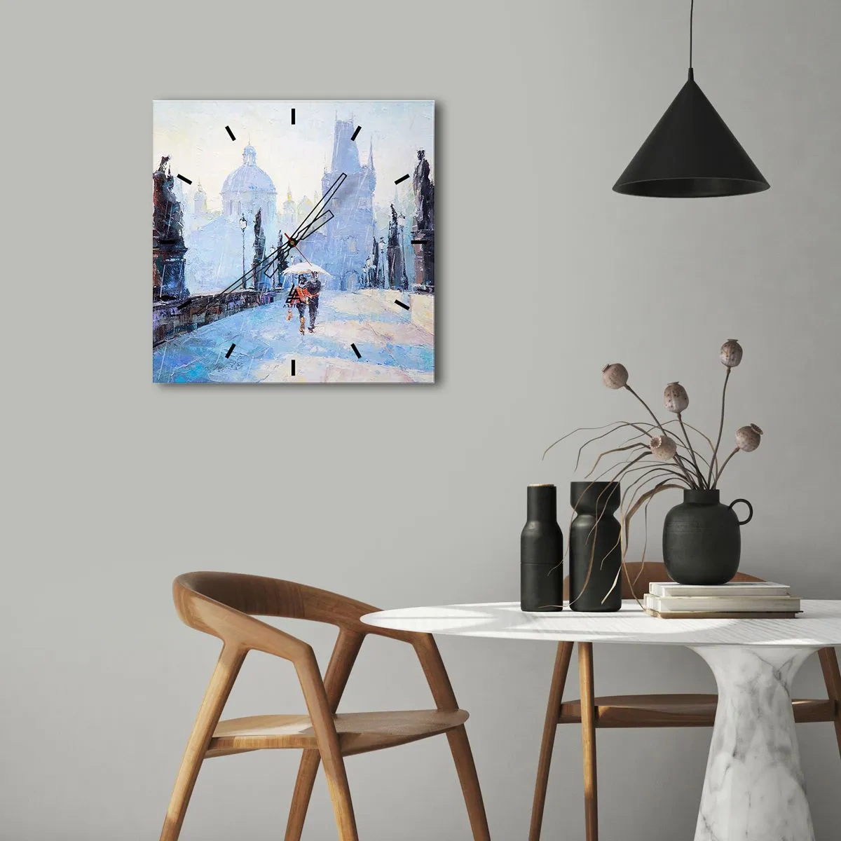 Nástenné hodiny - Nás musel očariť dážď - 30x30 cm