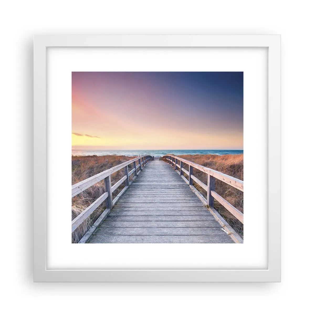 Plagát v bielom ráme - Baltská večerná polárna žiara - 30x30 cm