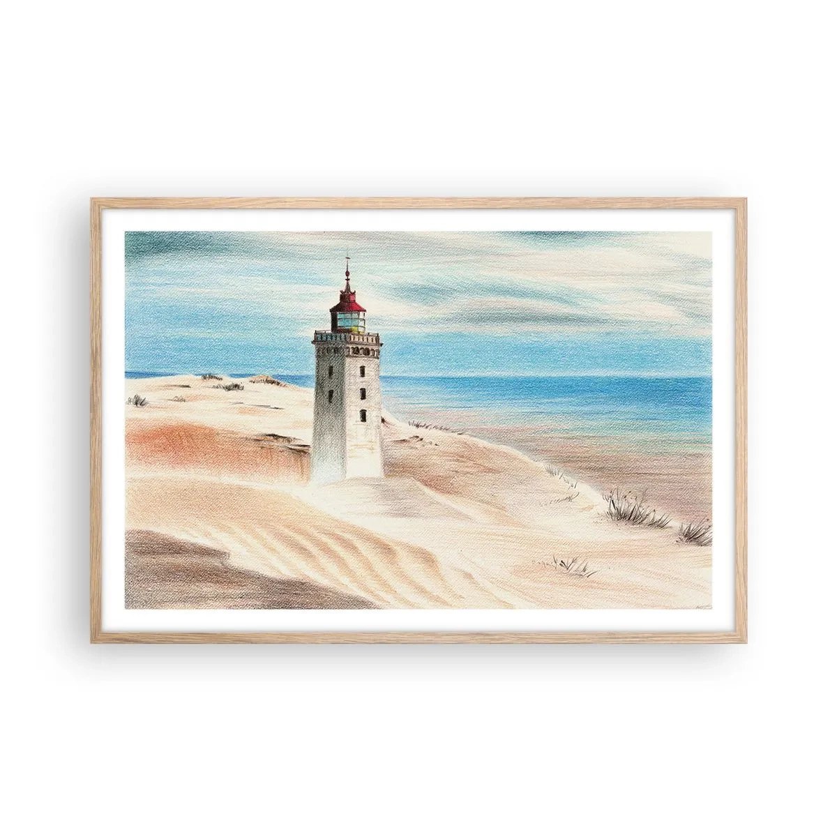 Plagát v ráme zo svetlého duba - Vždy hľadí na more - 91x61 cm