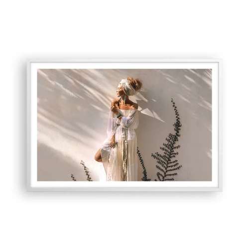 Plagát v bielom ráme - Slnko a dievča - 91x61 cm