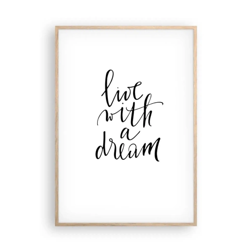 Plagát v ráme zo svetlého duba - Of course - 70x100 cm