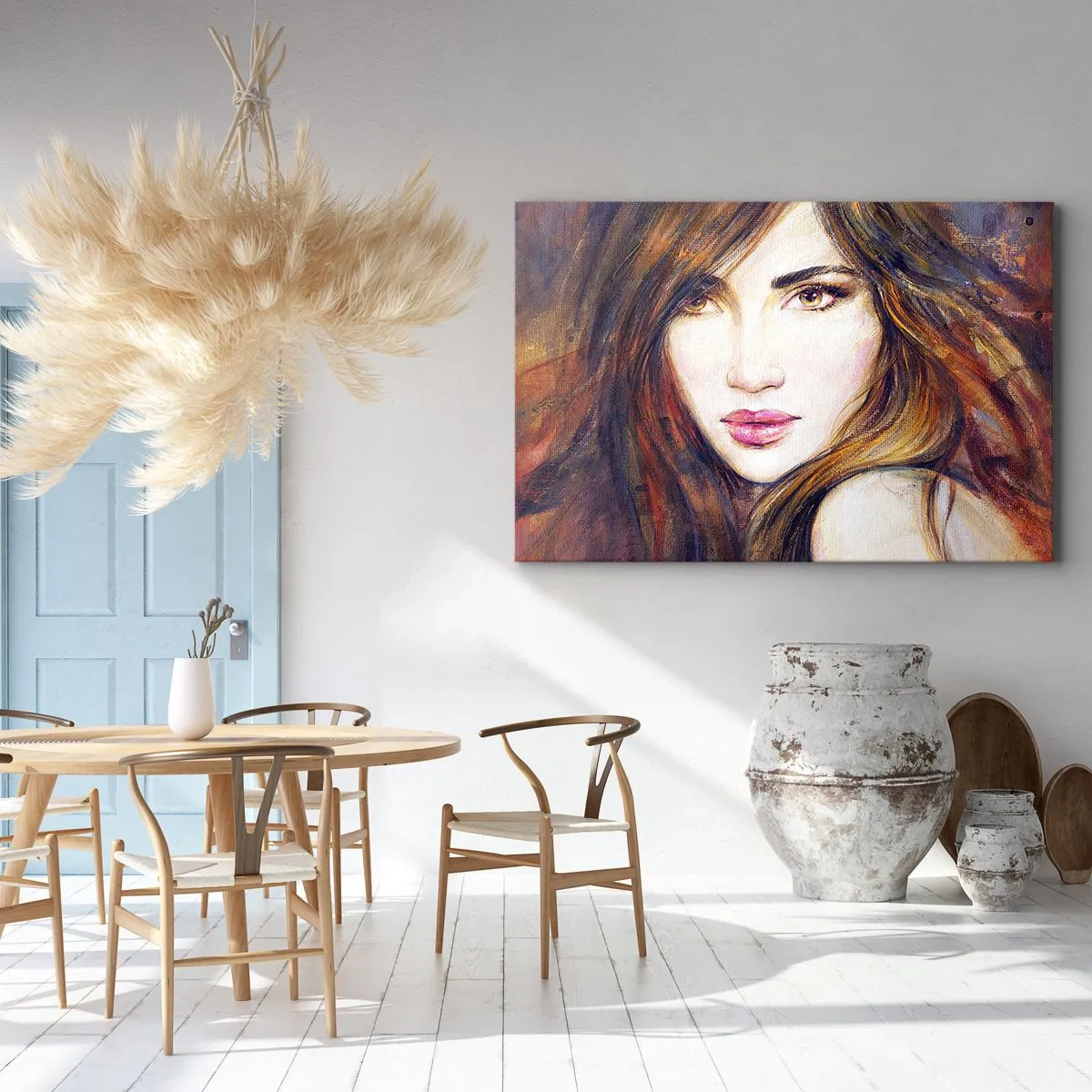 Obraz na plátne - Portrét ženy v maliarskom štýle - 70x50cm - Centík za tvoje myšlienky - Moderná nástenná dekorácia do obývacej izby a spálne ARTTOR