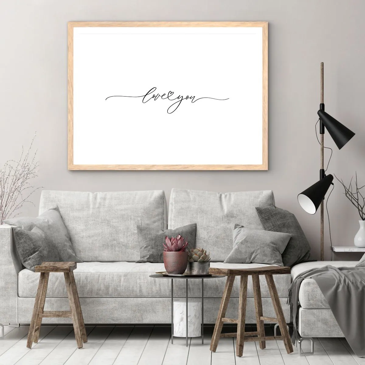 Plagát v ráme zo svetlého duba - Čierne na bielom - 70x50 cm