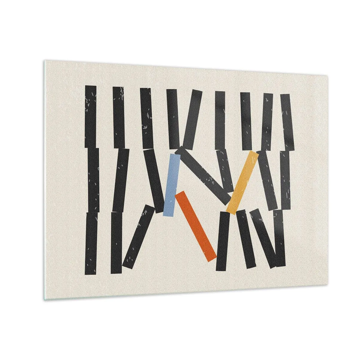 Obraz na skle - Grafická kompozícia štylizovaná ako domino s farebnými akcentmi. - 70x50cm - Domino – kompozícia - Moderná nástenná dekorácia do obývacej izby a spálne ARTTOR