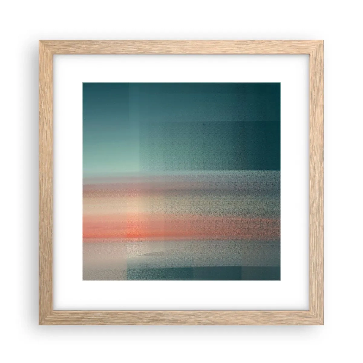 Plagát v ráme zo svetlého duba - Abstrakcia: vlny svetla - 30x30 cm