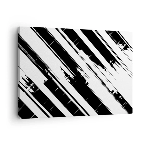 Obraz na plátne - Čiernobiele čiary a geometrické vzory v modernom štýle - 70x50cm - Intenzívna a dynamická kompozícia - Moderná nástenná dekorácia do obývacej izby a spálne ARTTOR