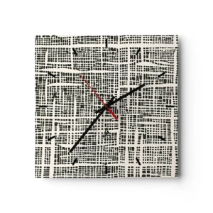 Nástenné hodiny - Tkaná kompozícia - 30x30 cm