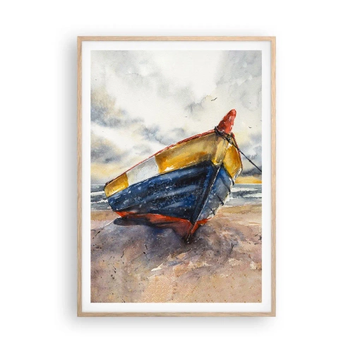 Plagát v ráme zo svetlého duba - Odpočinok na brehu - 70x100 cm