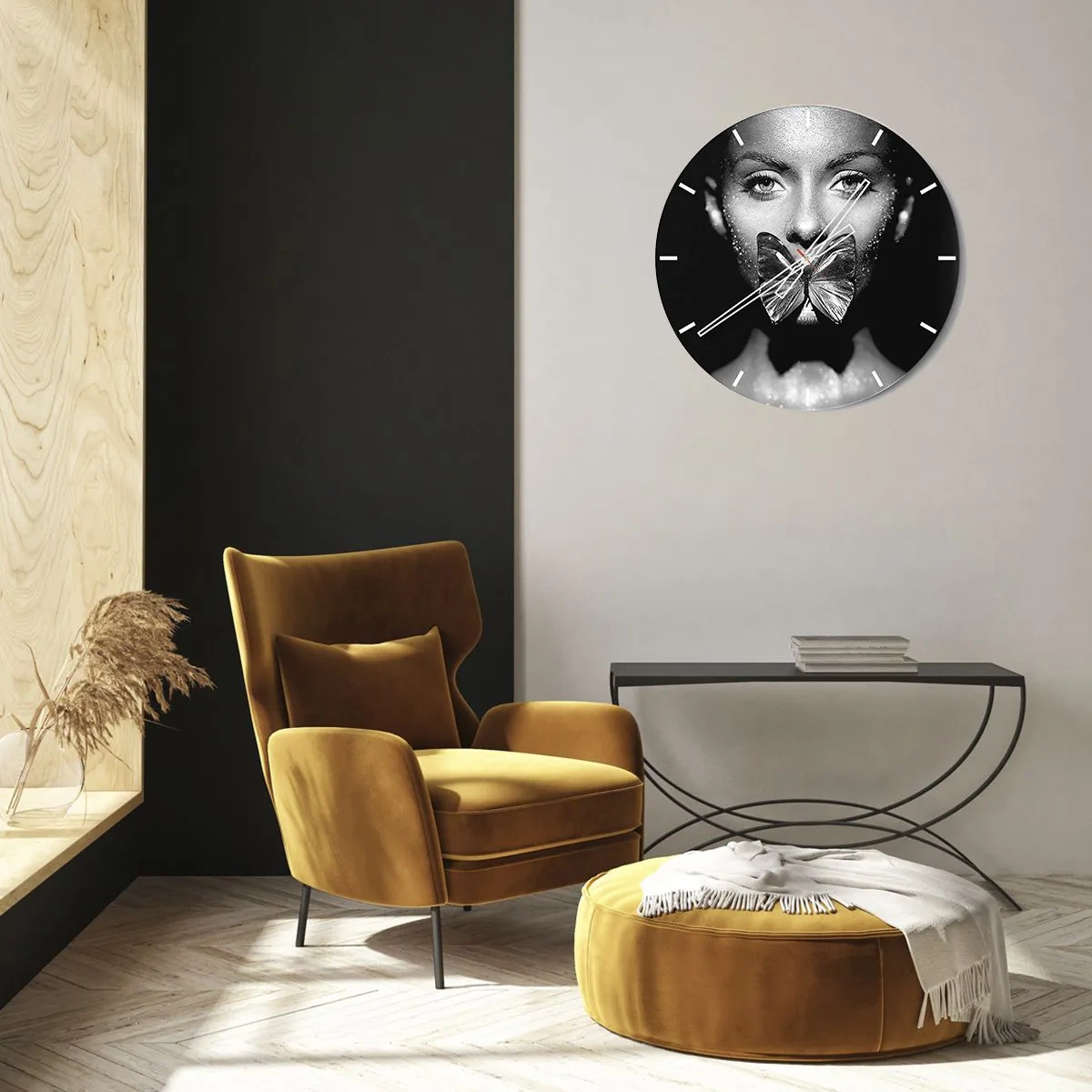 Nástenné hodiny - Motýlí bozk - 40x40 cm