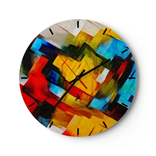 Nástenné hodiny - Farebná abstrakcia s geometrickými tvarmi - 30x30cm - Viacfarebný mix - Moderná nástenná dekorácia do obývacej izby, kuchyne a spálne ARTTOR
