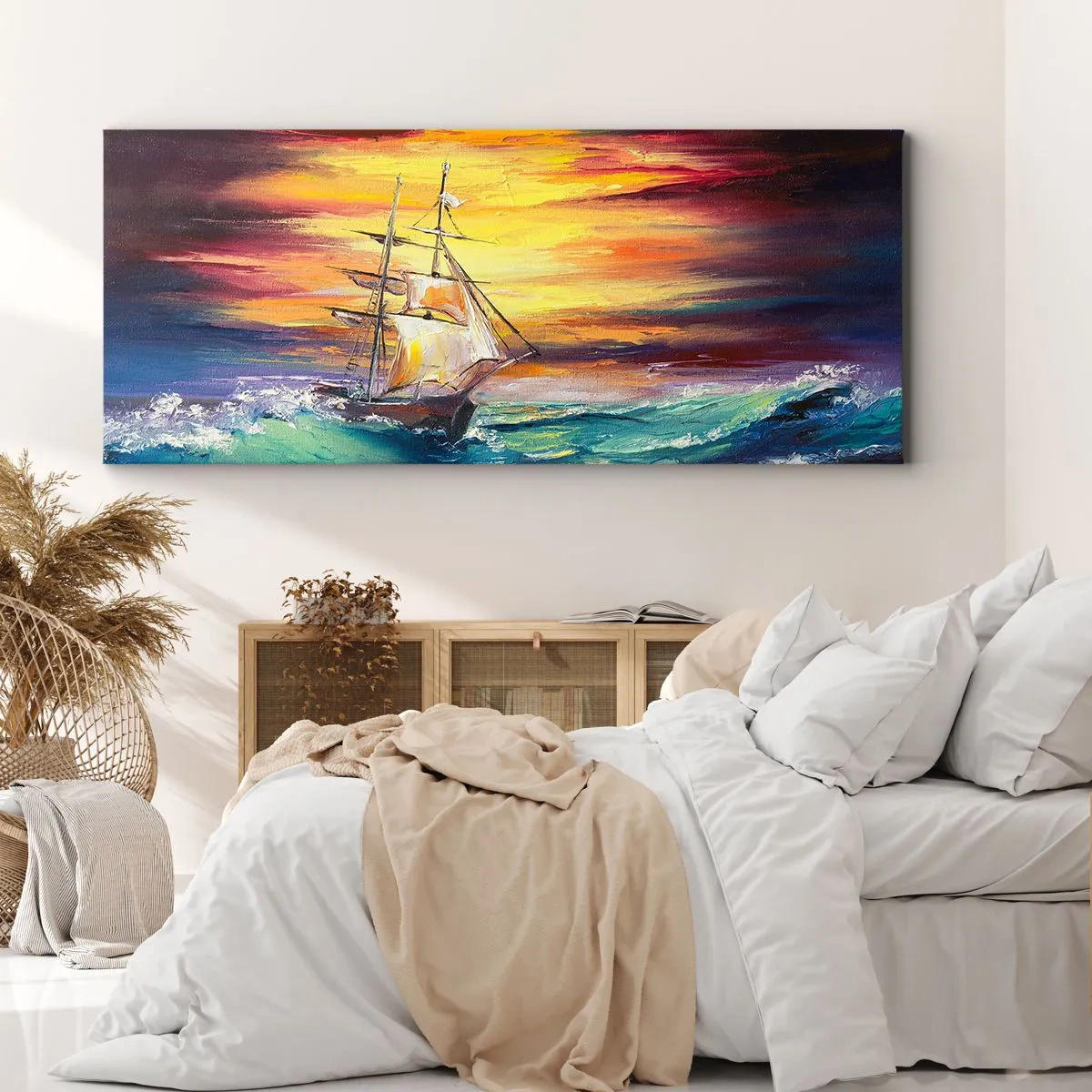 Obraz na plátne - Statočne proti vlnám - 100x40 cm