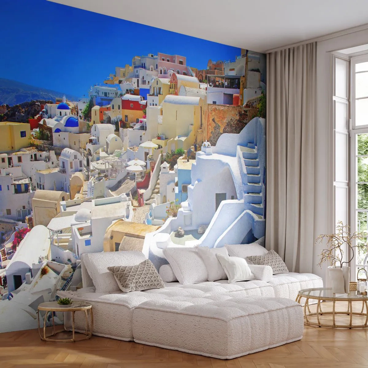 Samolepiaca Fototapeta Deluxe Sticker - Sen o gréckom lete - Architektúra, Krajina, Santorini - 400x280 cm