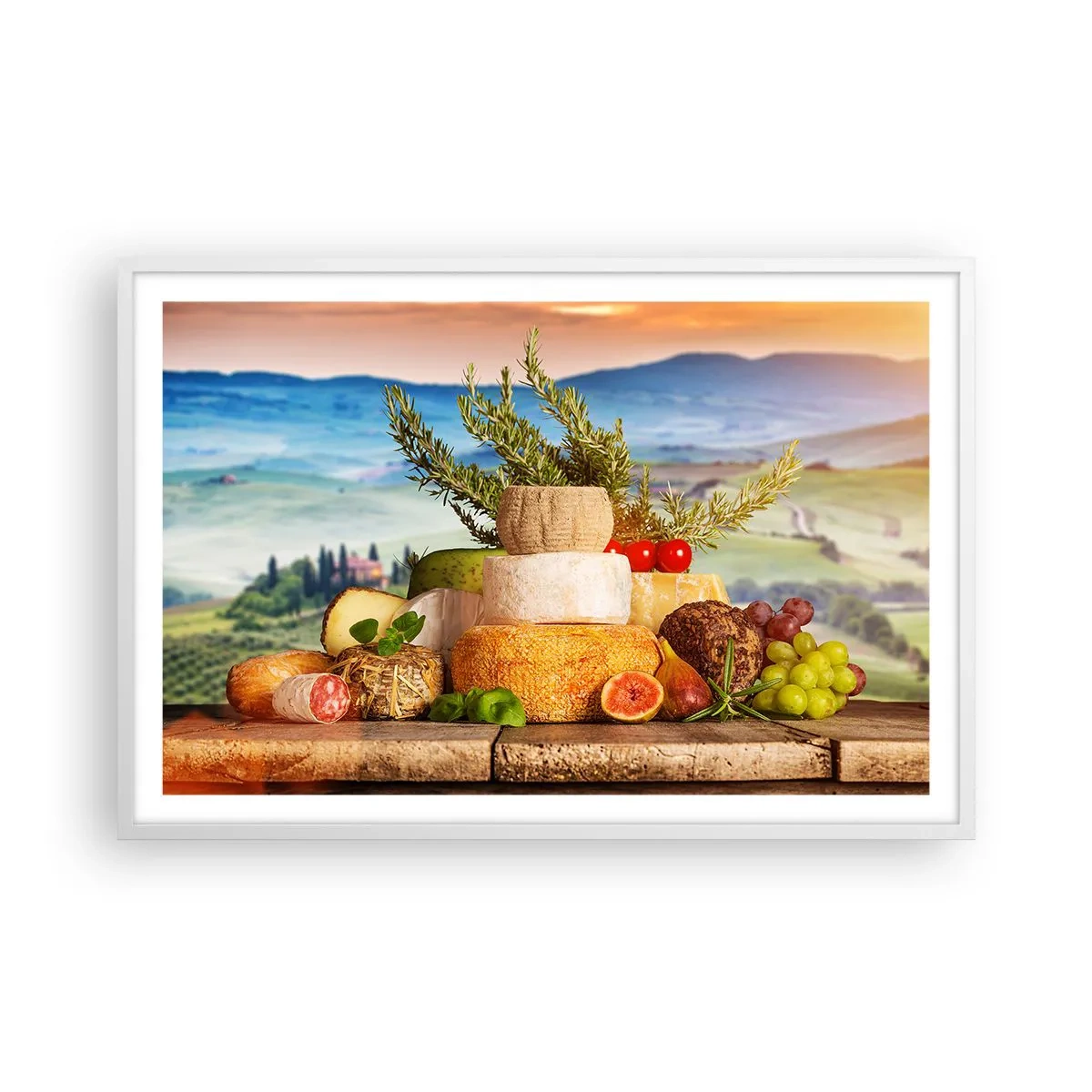 Plagát v bielom ráme - Talianska radosť zo života - 91x61 cm