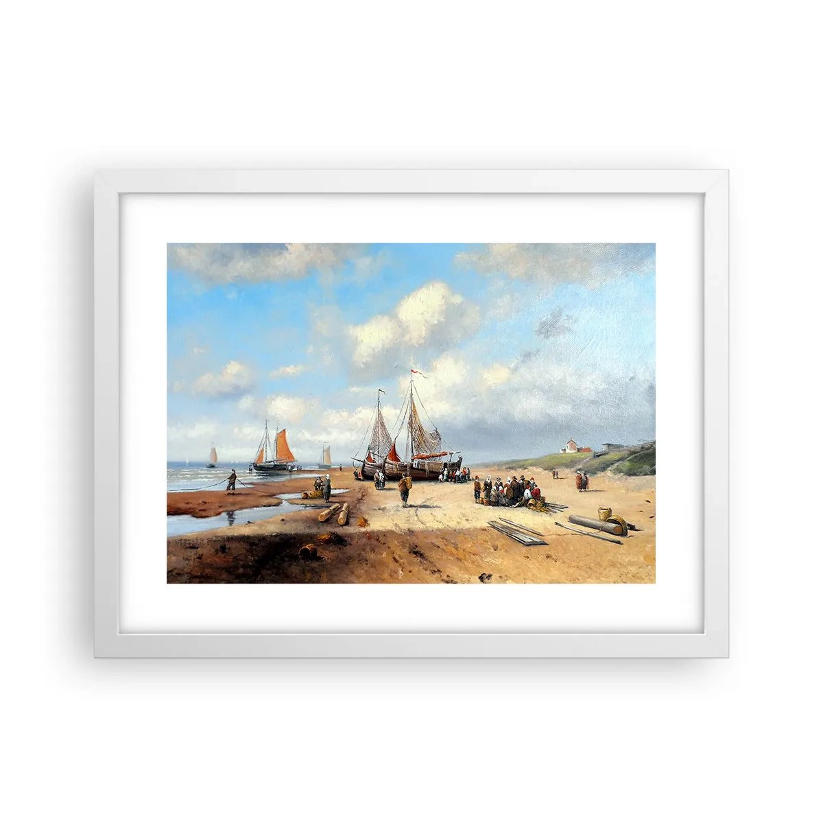 Plagát v bielom ráme - Po úspešnom rybolove - 40x30 cm