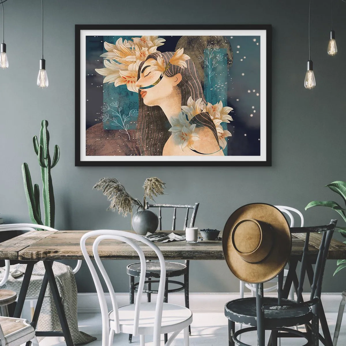 Plagát v čiernom ráme - Rozprávka o princeznej s ľaliami - 70x50 cm
