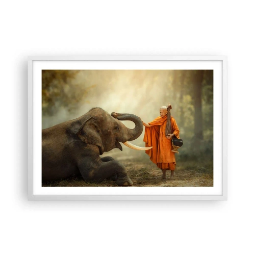 Plagát v bielom ráme - Stretnutie na cestách - 70x50 cm