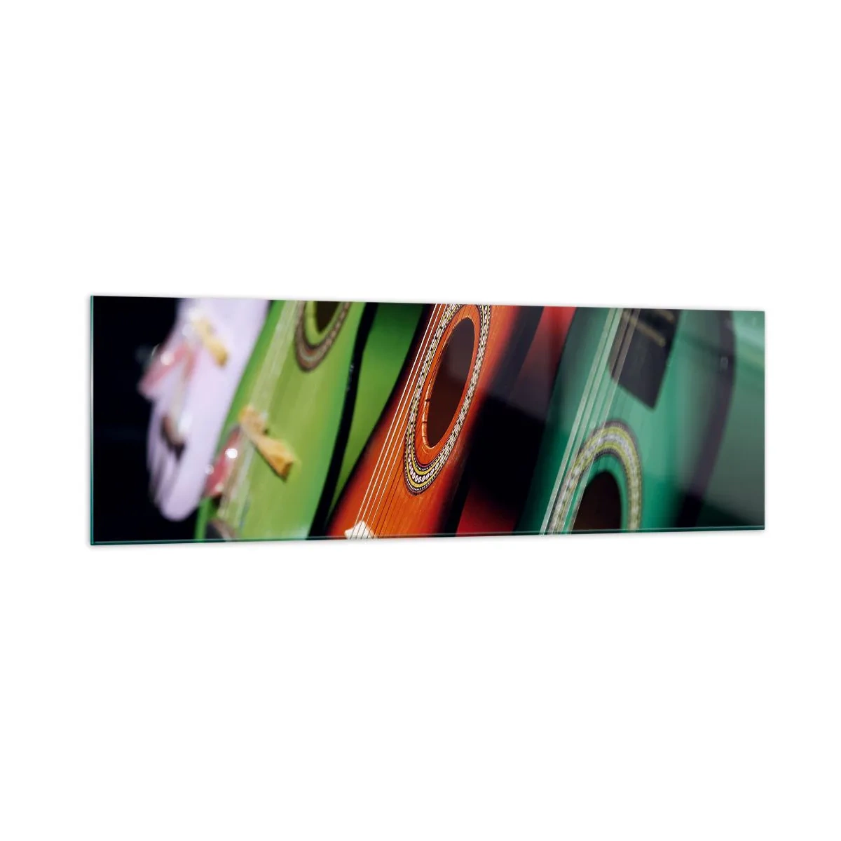 Obraz na skle - Gitara má veľa farieb - 160x50 cm