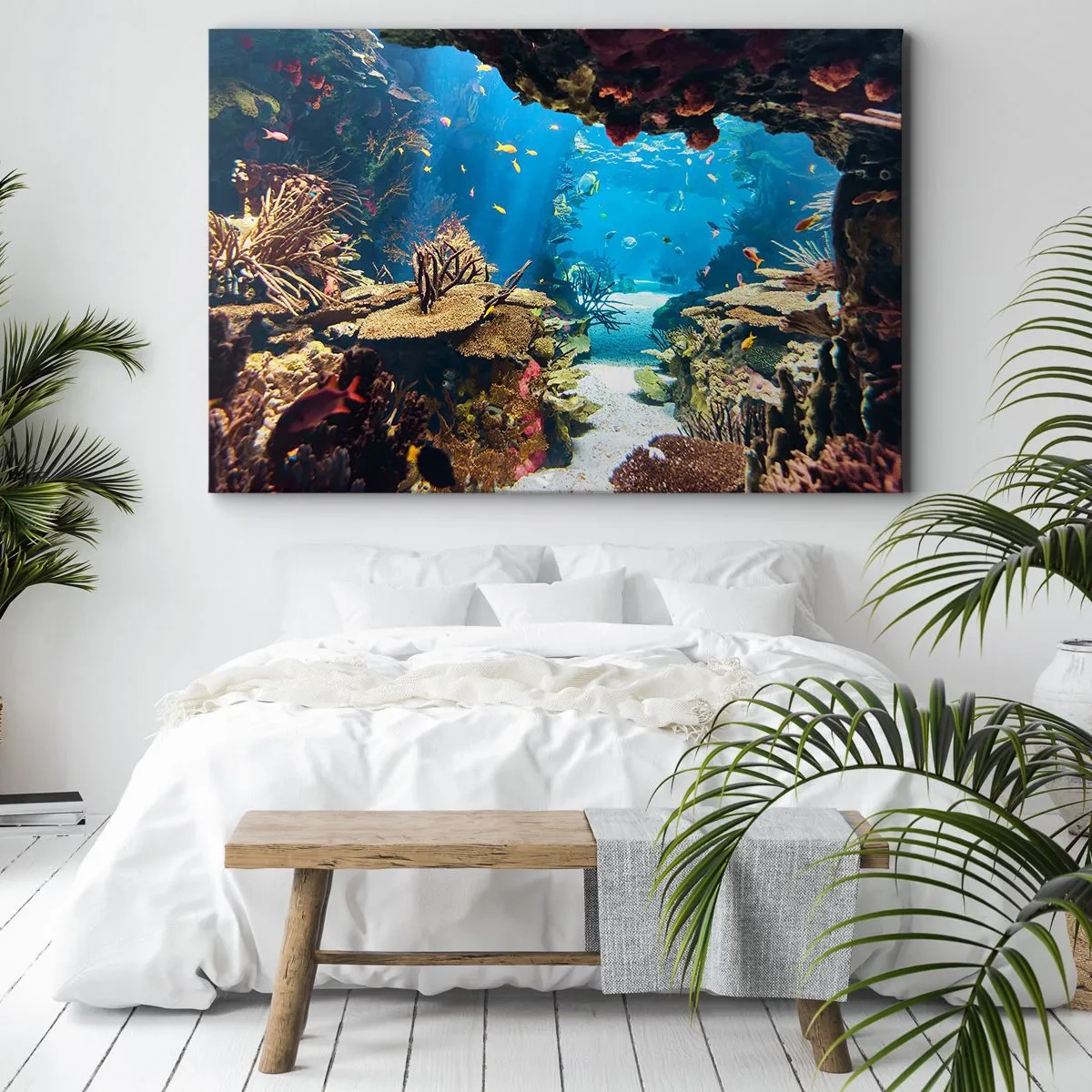 Obraz na plátne - Podvodný svet s koralovým útesom a rybami - 70x50cm - Ani vo sne ťa to nenapadlo - Moderná nástenná dekorácia do obývacej izby a spálne ARTTOR