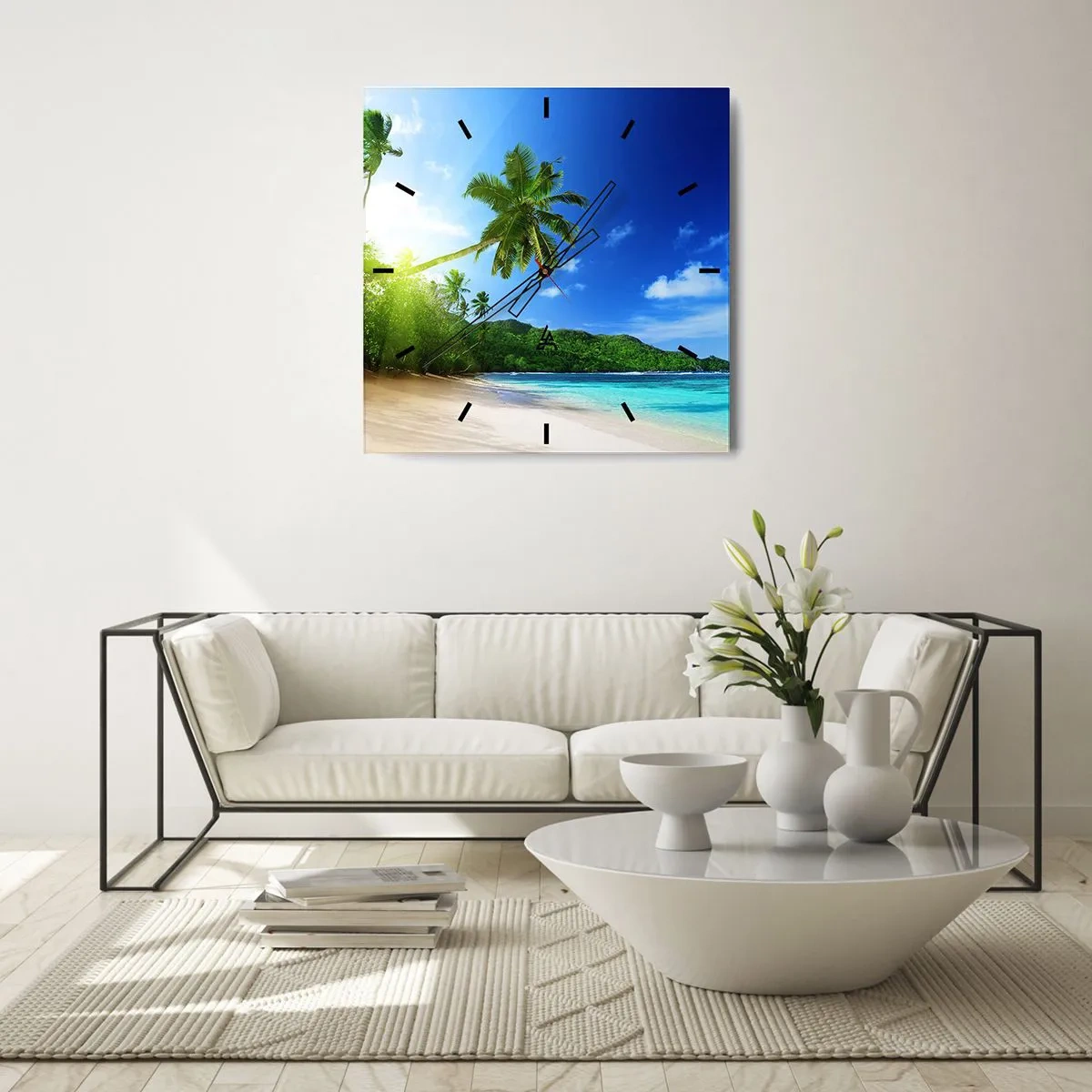 Nástenné hodiny - Jemný dotyk trópov - 40x40 cm