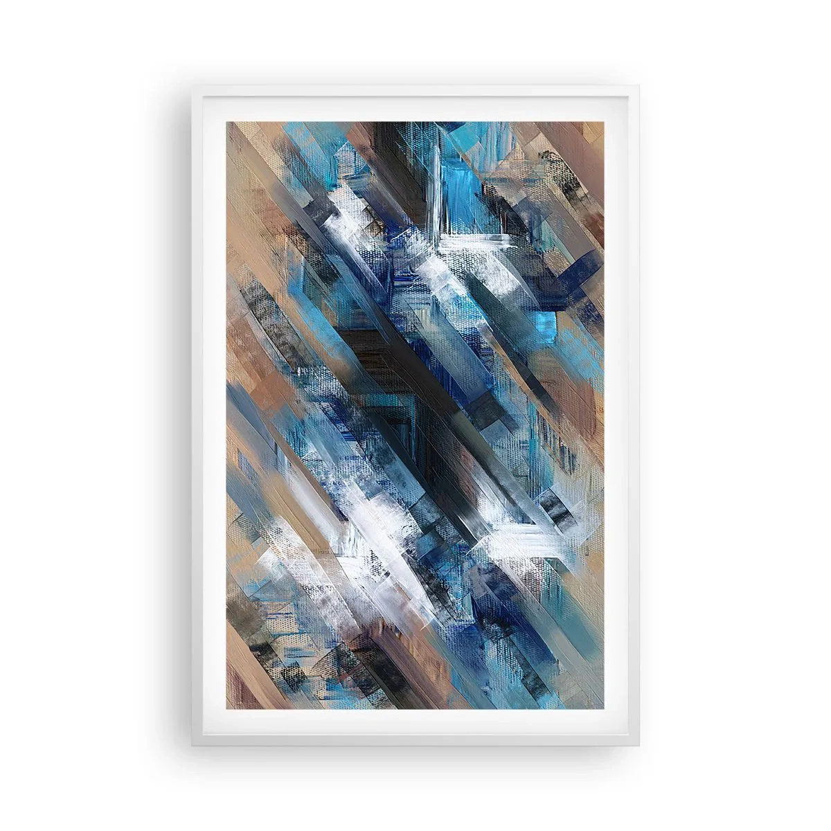 Plagát v bielom ráme - Modrá šikmosť - 61x91 cm