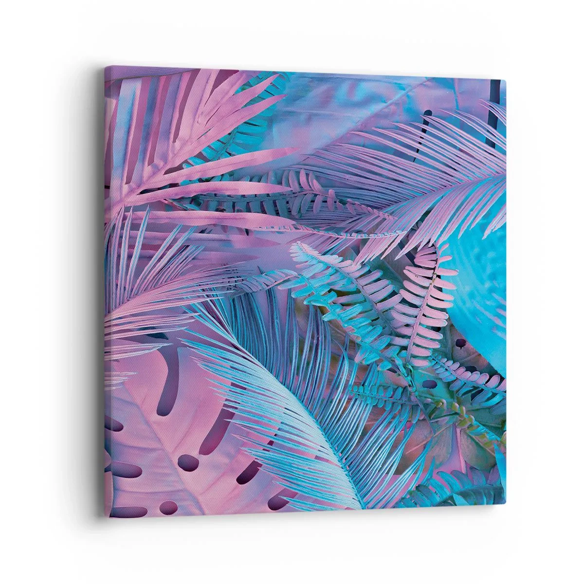 Obraz na plátne - Tropy v ružovej a modrej - 40x40 cm