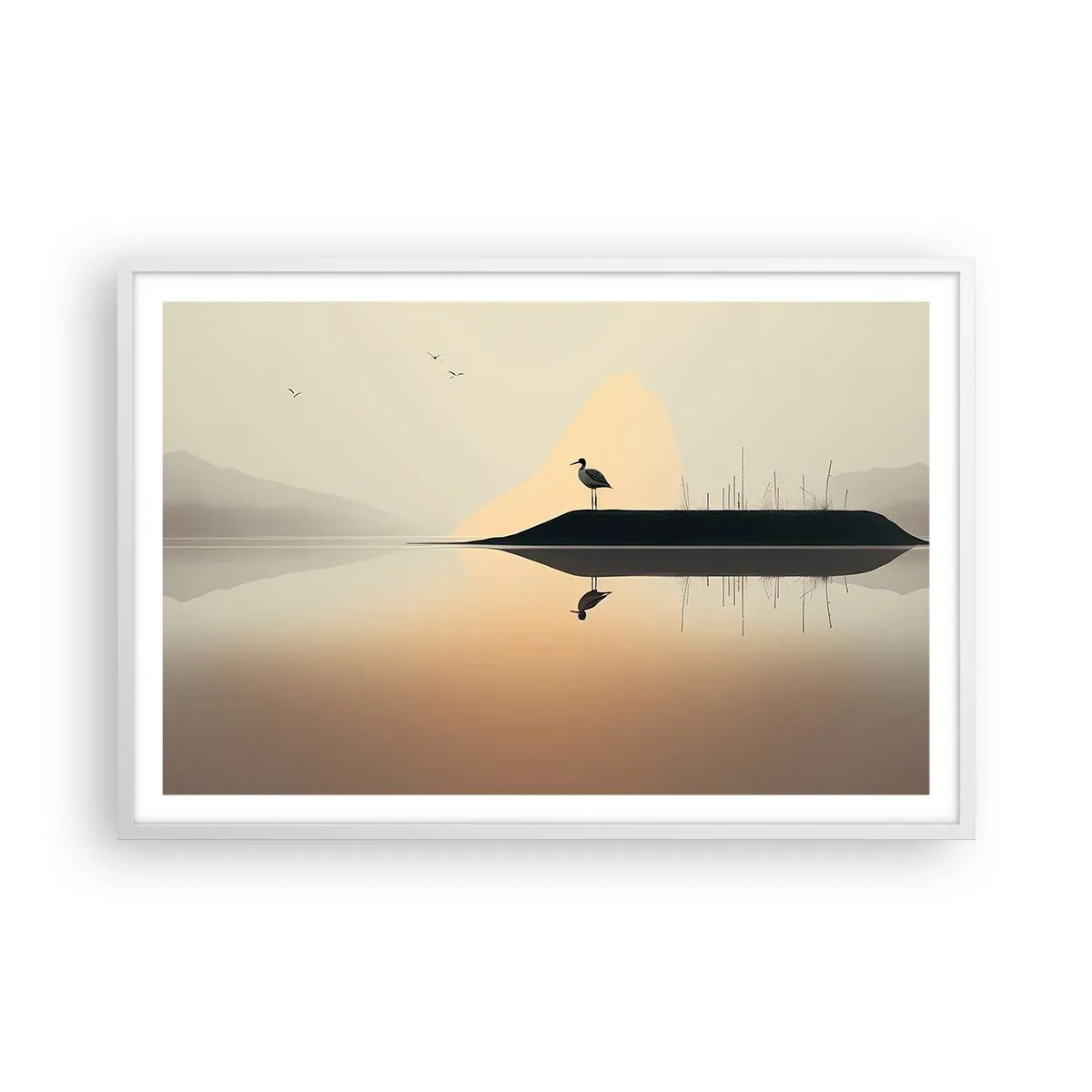 Plagát v bielom ráme - Pán na jazere - 91x61 cm