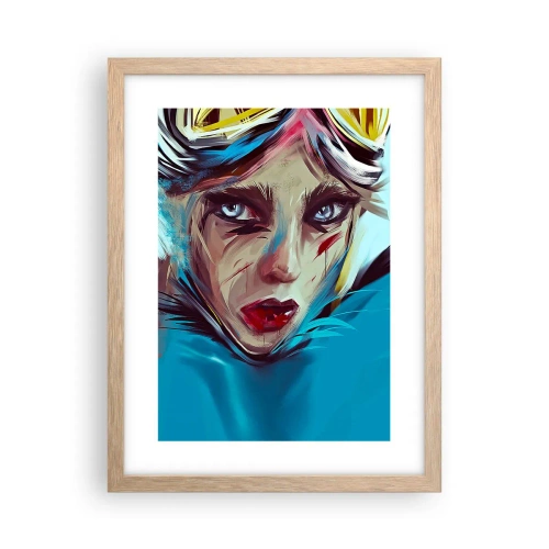 Plagát v ráme zo svetlého duba - Silničná bojovníčka - 30x40 cm