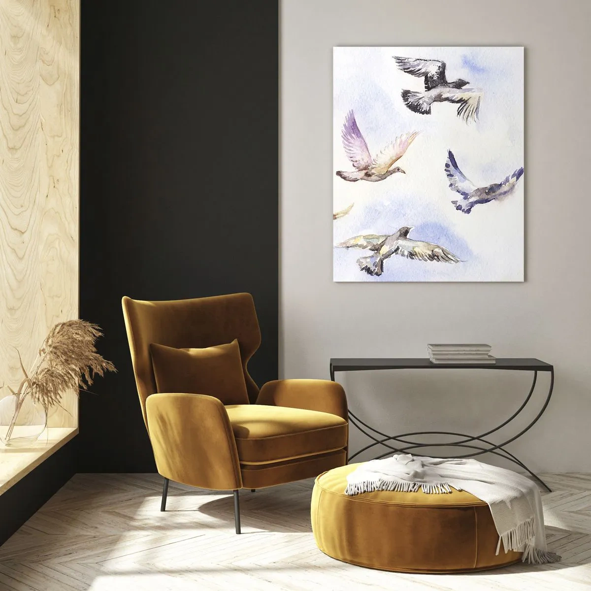 Obraz na skle - Sloboda v šedej a modrej - 70x100 cm