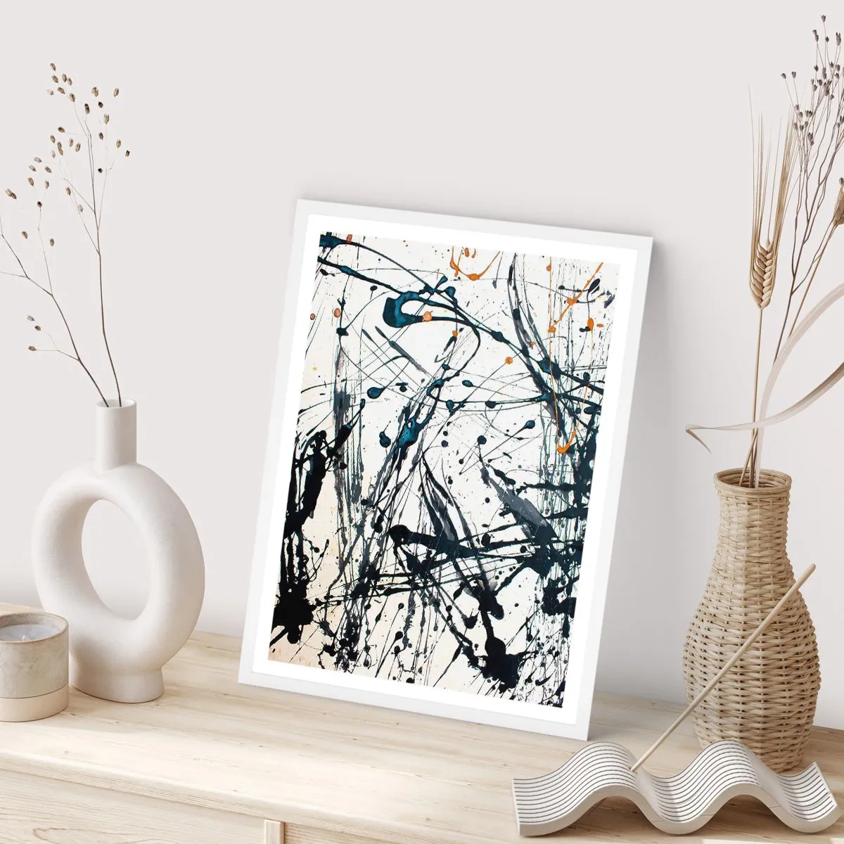Plagát v bielom ráme - Expresionistická abstrakcia - 61x91 cm