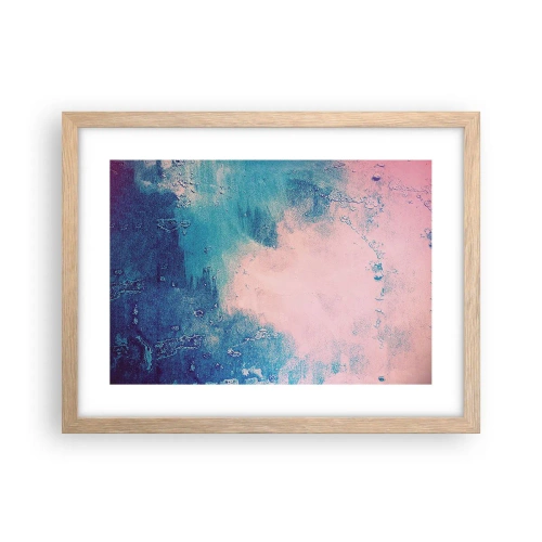 Plagát v ráme zo svetlého duba - Modré objatie - 40x30 cm