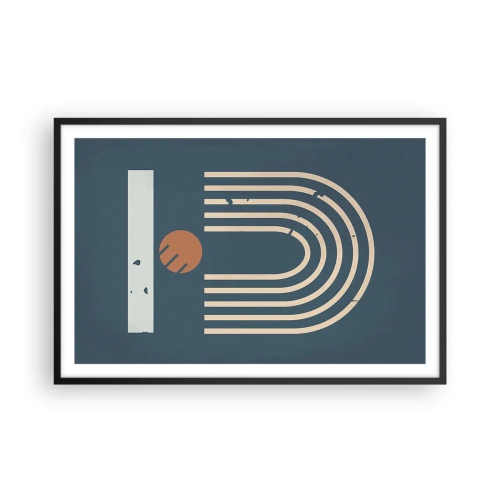 Plagát v čiernom ráme - Geometria v námorníckej modrej - 91x61 cm