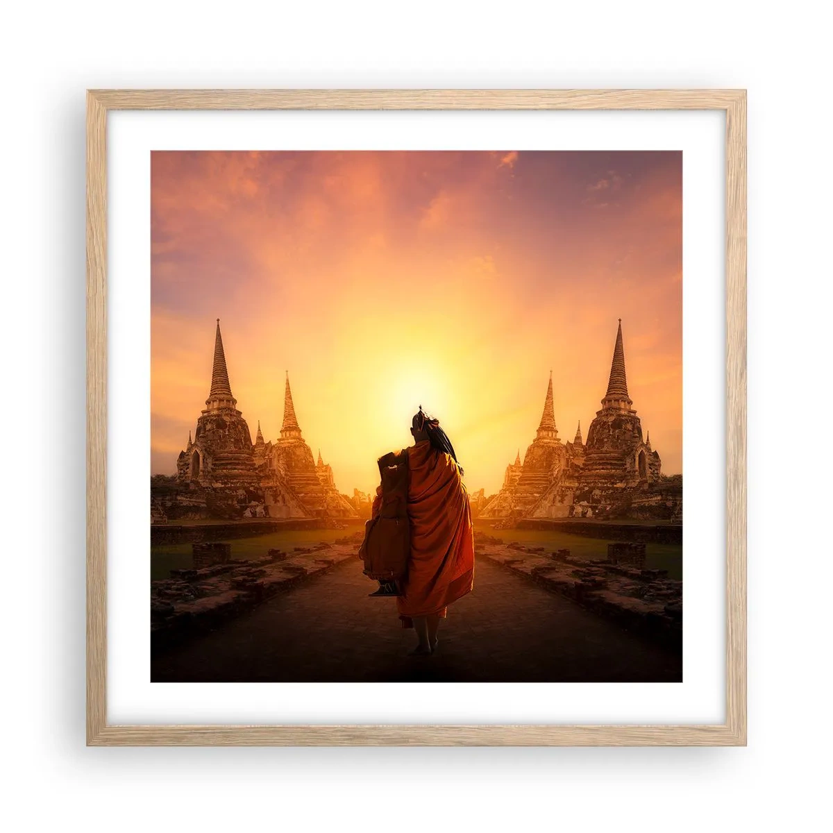 Plagát v ráme zo svetlého duba - V kľude večnosťou - 50x50 cm