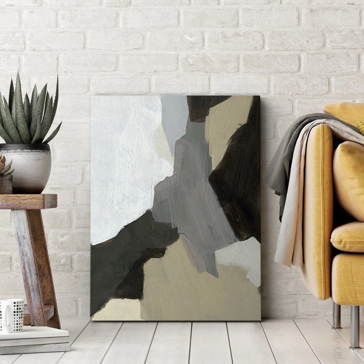 Obraz na plátne - Abstrakcia: križovatka šedej - 50x70 cm