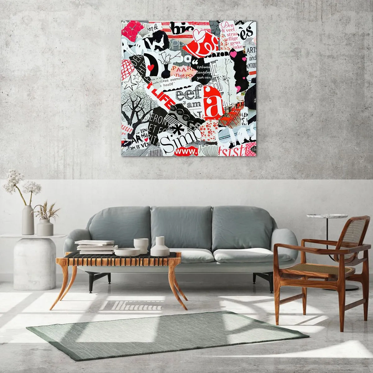 Obraz na skle - Hipsterská koláž - 70x70 cm