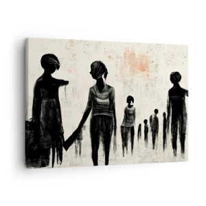 Obraz na plátne - Postavy v monochromatickej kompozícii na svetlom pozadí - 70x50cm - Proti samote - Moderná nástenná dekorácia do obývacej izby a spálne ARTTOR
