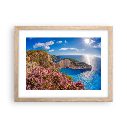 Plagát v ráme zo svetlého duba - Moje veľké grécke prázdniny - 40x30 cm